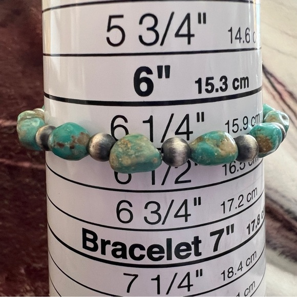 ❤️ 8mm Desert Pearl Turquoise Navajo Influenced Stretchy Bracelet for Stacking - Picture 13 of 15